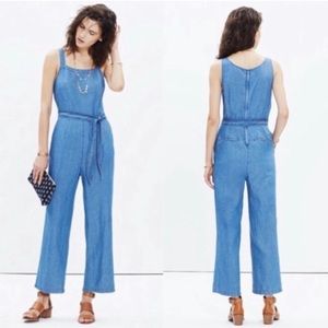 Madewell denim cropped jumpsuit
